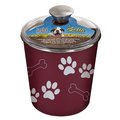 Bella Bowl Loving Pets Bella Red Bones and Paw Prints Stainless Steel 9 cups Treat Canister For Dog 7480